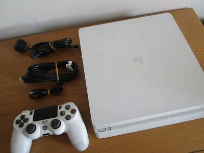 $285 • Buy PlayStation 4 Slim White Console 500 GB PS4 Console Controller Cables Bundle PS4