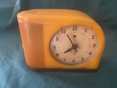 Original Art Deco Clock Westclox Yellow Moonbeam White Face Model S5 • $20