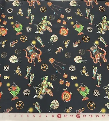 Steam Punk (Steampunk)  Christmas Multicolor  1/2 Yard Cut Cotton QT Fabrics • $6.50