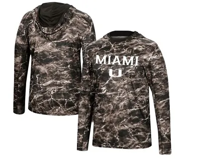 MIAMI HURRICANES MEN’s COLOSSEUM MOSSY OAK SPF 50 PERFORMANCE L/S HOODIE 2XL • $35