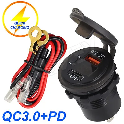 PD Type C USB Car Charger QC 3.0 Charger 12V Power Outlet Socket ON/Off VIC • $17.09