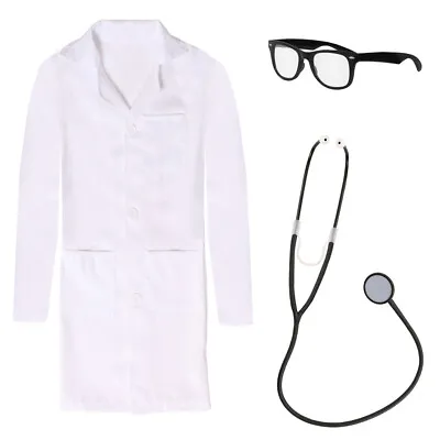 £17.99 • Buy Adults White Lab Coat Stethoscope Glasses Costume Set Nurse Doctors Fancy Dress