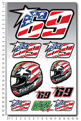 Nicky Hayden 69 Stickers Set Sheet Laminated 10 Stickers MotoGP Kentucky Kid • $9.47