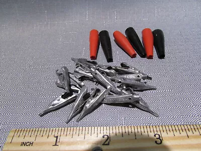 15 Pieces -- Mueller Tiny Alligator Clips + 6 Rubber Boots Black/Red NOS • $14.95