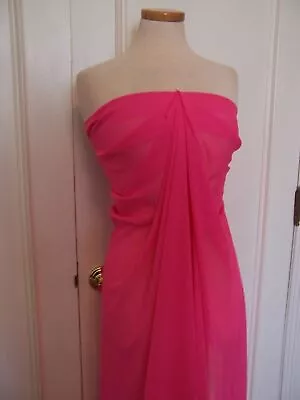 4yd HOT PINK WASHABLE MICROFIBER CHIFFON FABRIC SHEER STUNNER • $24