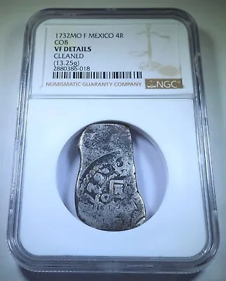 NGC 1732 Mexico Silver 4 Reales 1700s Spanish Colonial Pirate Treasure Cob Coin • $464.95