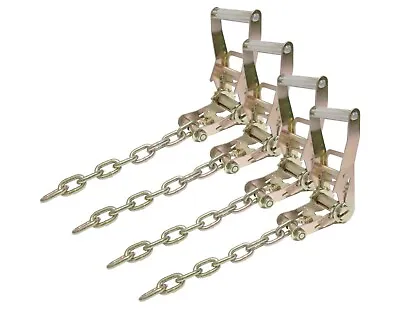 4 Pcs Medium Handle Ratchets W/ 3/8  Chain Dolly Tie Down Flatbed Hauling Tow • $49.50
