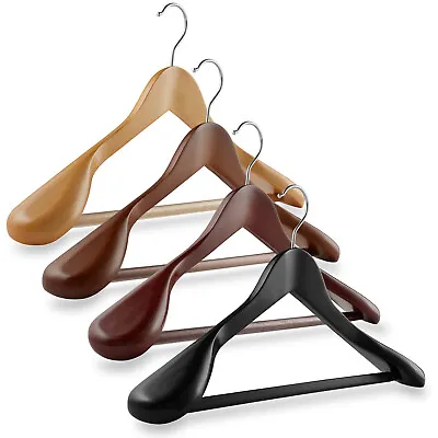 6 Wide Shoulder Wood Suit Hangers - Clothes Coats Jackets Dress Pants • $24.99