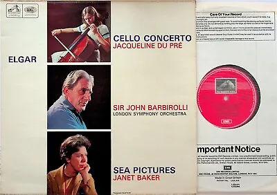 ASD 655 UK B&W- Elgar Cello Concerto Jacqueline DU PRE Barbirolli Baker LP *EX+ • £11.99