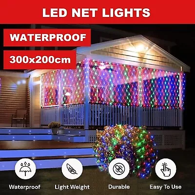 LED Net Mesh Curtain String Fairy Lights Xmas Wedding Party Garden Outdoor Decor • $27.99