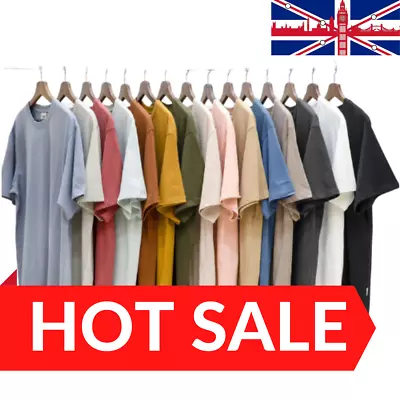 Men's Plain T Shirts 100% Cotton Short Sleeve Tee Tops Summer Tee Shirts SALE • £4.49