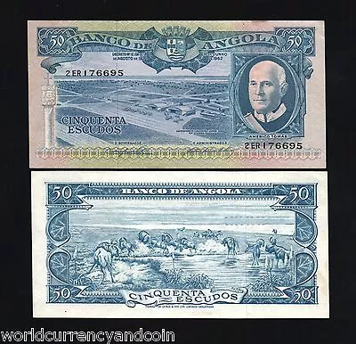 Angola Portugal 50 Escudos P93 1962 Animal Plane Unc Africa Money Bank Note • $199.99