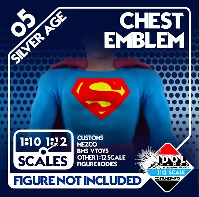 05 Silver Age Superman Emblem 1:12 Mezco Custom Parts For VToys Zero BMS • $15