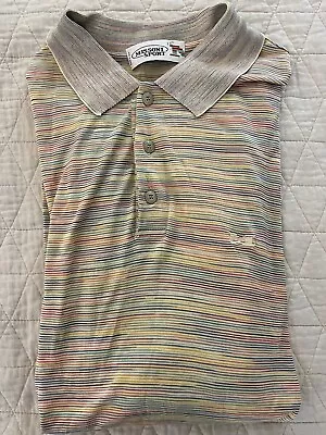 MISSONI SPORT Made In Italy Vintage Multicolor Stripe Knit Polo Shirt Size L • $62.50