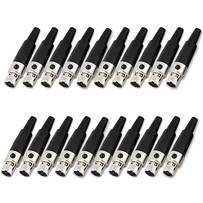 20mini Xlr 3 Pin Female Cannon Connector Plug Mic Microphone Silver • £49.66