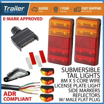 $55.95 • Buy LED TRAILER TAIL LIGHT KIT PAIR PLUG, 8m 5 CORE WIRE CARAVAN BOAT UTE Waterproof