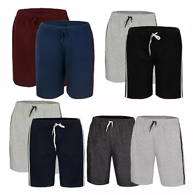 2 Pack Mens Loungewear Shorts PJ Nightwear Pyjama Bottoms Cotton Sleepwear Pants • £11.49