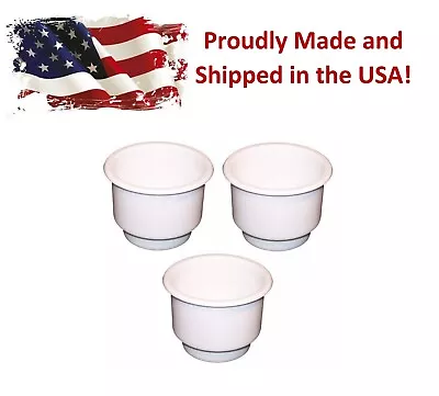 3-Pack WHITE Plastic Cup Holder Boat RV Car Truck Inserts Large Size Jumbo • $8.49