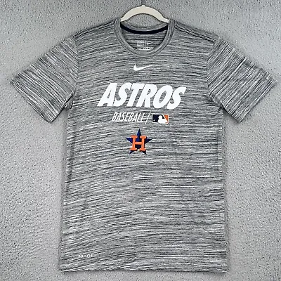 Houston Astros Nike Dri-Fit Shirt Mens Small Gray Striped MLB Baseball • $13.59