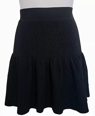Bebe Pencil Flare Skirt Black Pleated Bodycon Knit Skirt Or Peplum Top Size S • $20