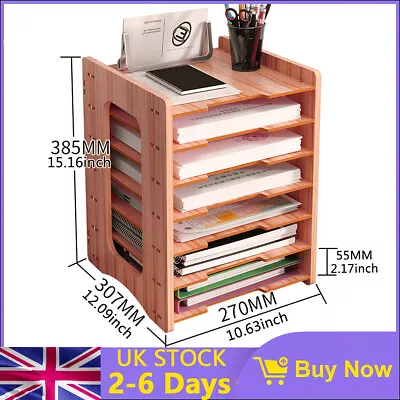 Desktop Magazine Holders File Shelf Desk Rack Wooden Desk Organiser Holder Rack • £21.99