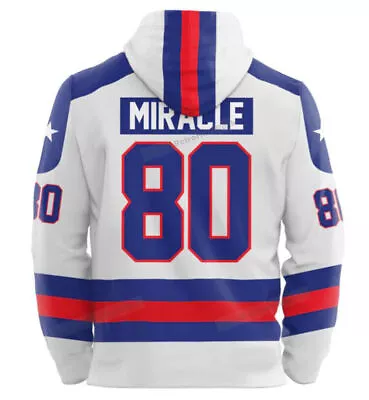 1980 Miracle On Ice USA Hockey Hoodie Sweater Custom Stitched White Any Names • $59