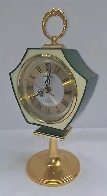 RHYTHM 51128 Vintage Mantel Alarm Clock GREEN GOLD Pedestal Space Age  • $69