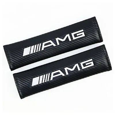 For Mercedes AMG Car Seat Belt Cover Safety Shoulder Strap Pad Carbon Fiber • £8.88