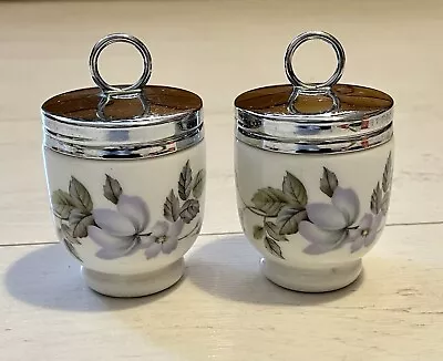 2 X Vintage Royal Worcester Porcelain King Size Egg Coddler June Garland Flowers • £1.99