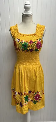 Vintage Mexican Embroidered Roused Sundress Sz S • $42