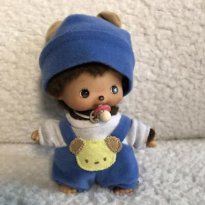 Monchhichi Doll Bebichhichi Baby Boy Monkey Blue Puppy Dog Hat Romper Pacifier • $34.99