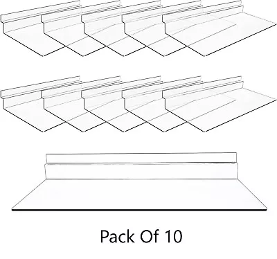 10X Acrylic Slatwall Shelves Shoe Display Clear Shelf 25cm X 10cm • £20.11