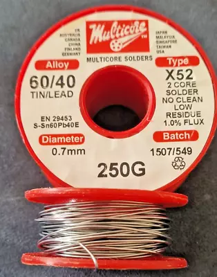 Ersin Multicore 0.7mm Tin Lead 60/40 X52 Solder Wire Electronics Electrical Inds • £4.99