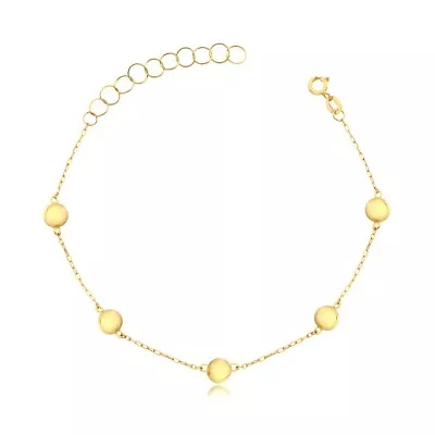 Bracelet 18k Solid Yellow Gold Heart Zircon Balls For  Women  Girls And Kids. • $316