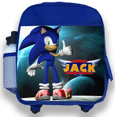 Personalised Kids   Blue Backpack Any Name Sonic Boys Childrens School Bag 1 • £19.99
