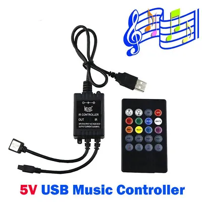 5V USB Music IR Controller 20 Key Remote Sound Sensor For 5050 RGB LED Strip • $3.25