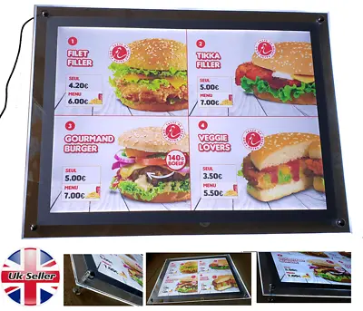A2 Led Crystal Frame Light Box For Advertising Or Takeaway Menu Display • £145