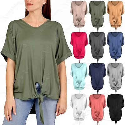 £9.99 • Buy Women Oversized Tie Front T-shirt Ladies Loungewear Plus Size Dip Hem Loose Top