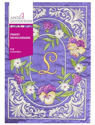 Anita Goodesign Machine Embroidery Pattern - Pansy Monogram • $35