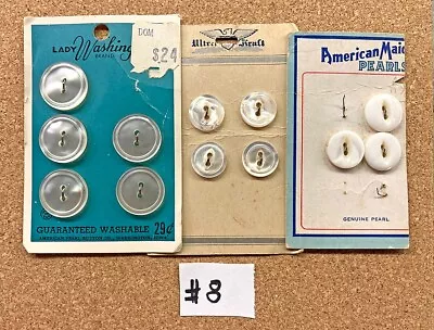 Vintage Mother Of Pearl Buttons #8 (Lot Of 12)  NOS On Original Cards • $8