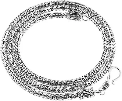 Handmade SNAKE CHAIN NECKLACE 3 Mm In Solid 925 Sterling Silver Bali Tulang Naga • £69.95