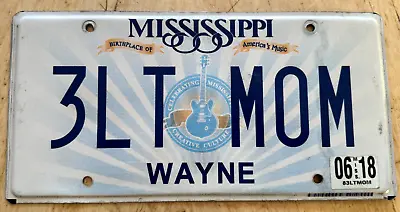 Mississippi Lucille Guitar Graphic Vanity License Plate   3 Lt Mom   3lt Mother • $13.99