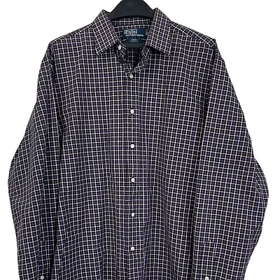 Polo Ralph Lauren Men's XL 100% Cotton Long Sleeve Button Up Purple Plaid • $21