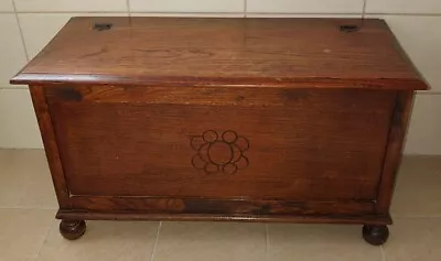 👀🌟Vintage Solid Oak Wood Blanket Box Chest Ottoman Coffee Table RetroDelivery • £190