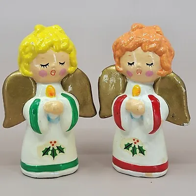 Vintage Christmas Angel Figurines Set Hand Made Korea 1970s • $22