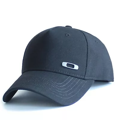 Oakley Square O Metal Logo Hat Mens TekFlex Stretch Fit Baseball Cap Casual Blk • $29.99