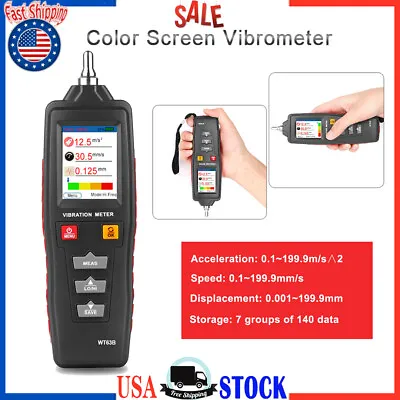 WT63B LCD Digital Vibration Meter Vibrometer Acceleration Displacement Tester • $151.87