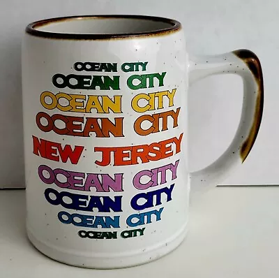 Vintage Ocean City New Jersey Large Coffee Mug 5  Tall Colorful Stoneware HTF! • $28.88