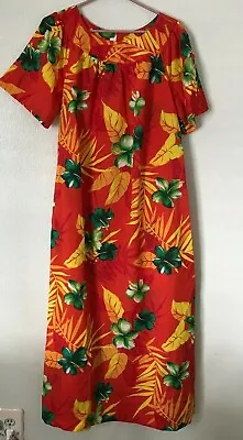 Vintage Hawaii Muu Muu Long Dress Red Floral Festival Hawaiian Aloha Moo Moo • $18.99