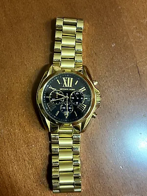 Michael Kors Bradshaw MK5739: Gold Metal Case Black Dial Men's Watch • $130